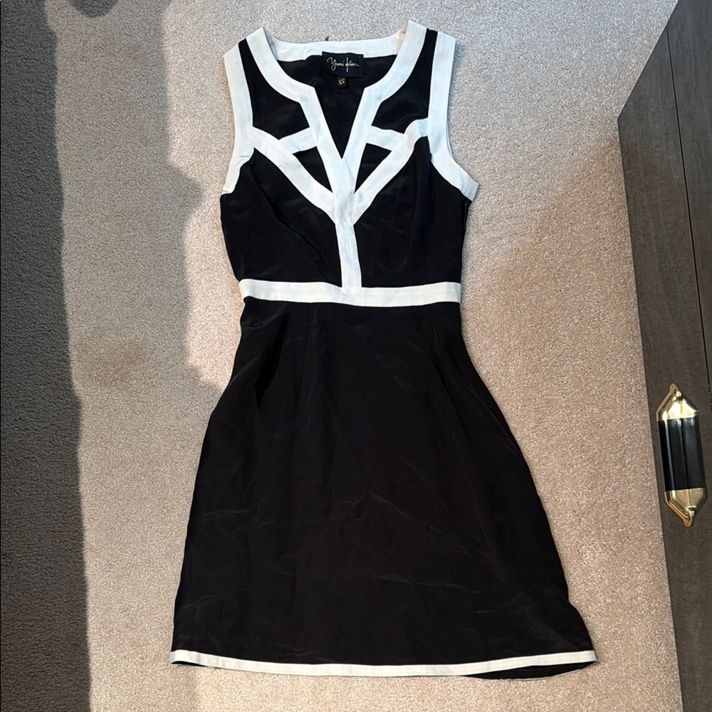 Yumi Kim Black and White Silk Cutout Dress XS